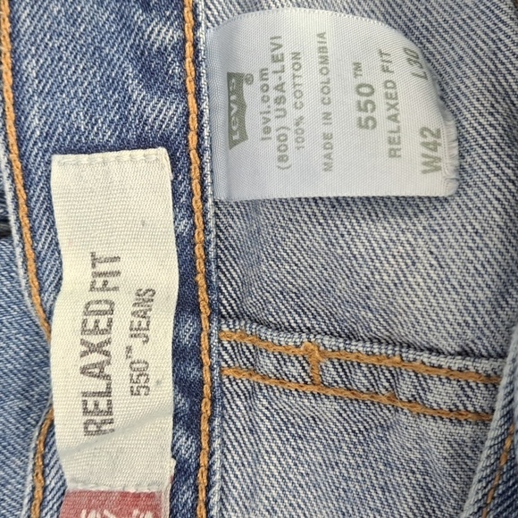 Levi's 550 relaxed fit med light wash straight leg baggy legs denim jeans 42/30 - Picture 6 of 6